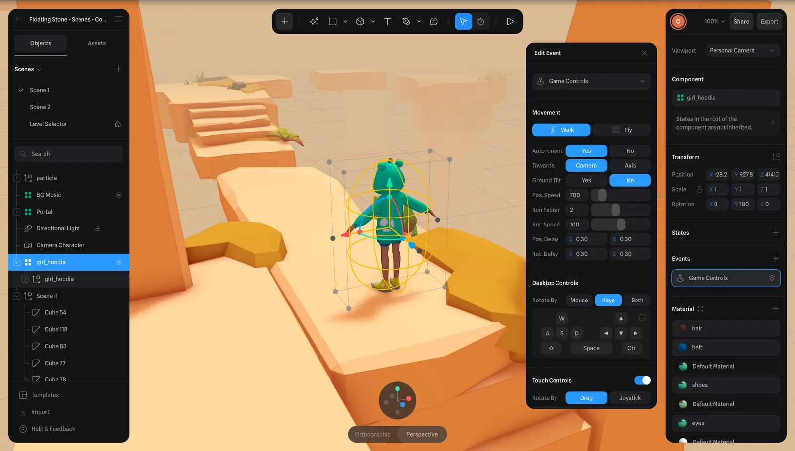 Spline game control demo
