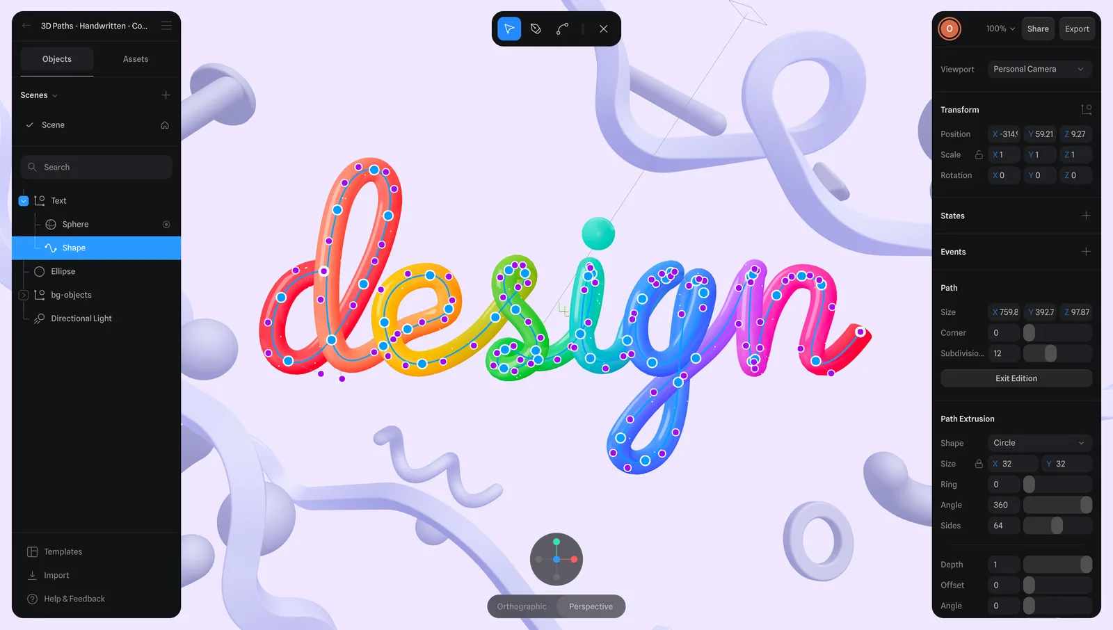 Spline 3D path demo