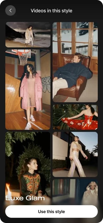 Verv: videos in the Luxe Glam style