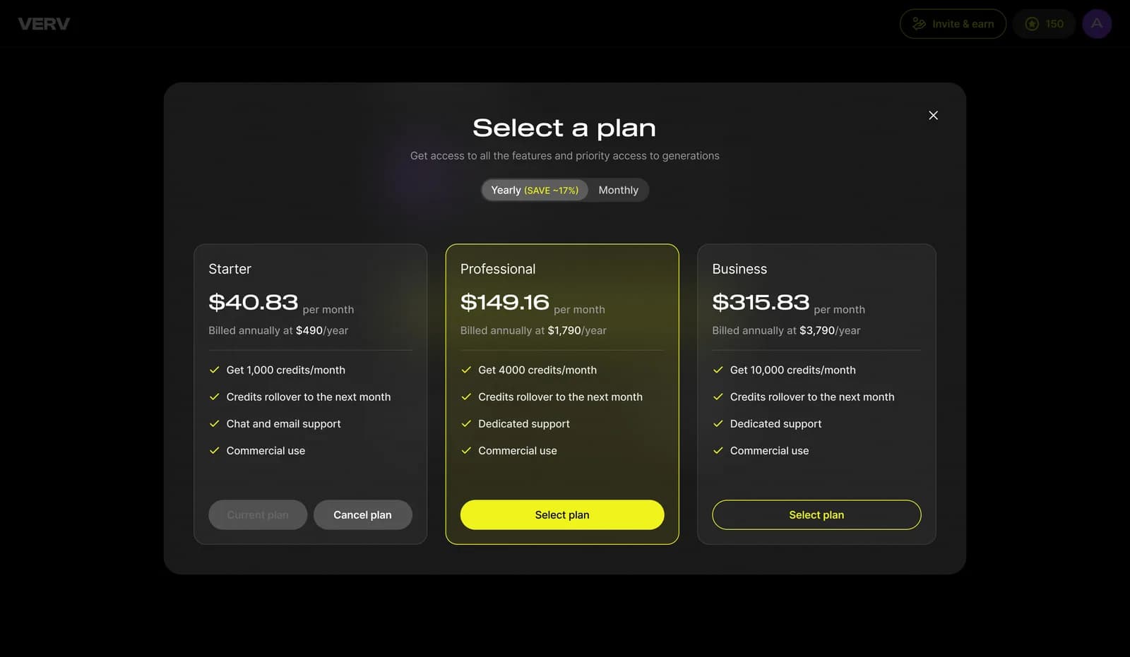 Verv subscription flow